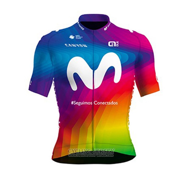 2020 Cycling Jersey Movistar Multicolore Short Sleeve And Bib Short